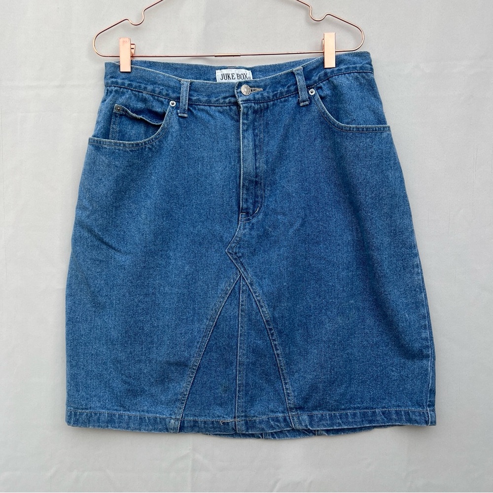 Vintage Juke Box Denim Skirt | 90s‎ Y2K Jean Midi Skirt | High Waist